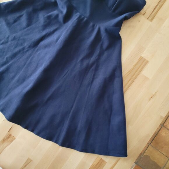 Lulus Lined Sleeveless Skater Dress Navy Blue, Stretch Twirl Party Dance Heart - Picture 9 of 12